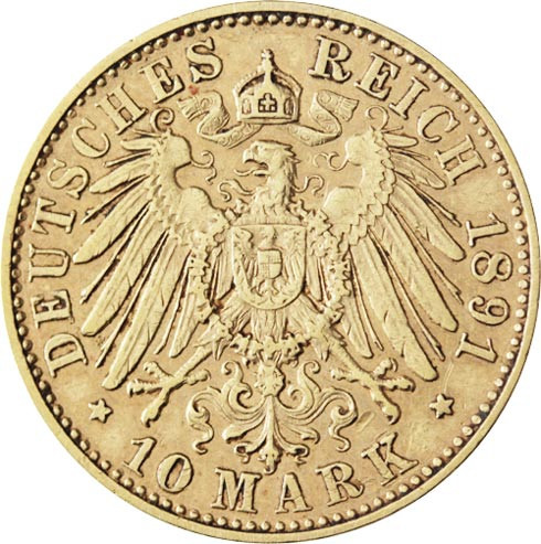 Kaiserreich 10 Mark 1891-1898 König Albert von Sachsen J.263 