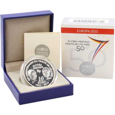 Frankreich-10Euro-2013-AGPP-Elysee-Vertrag-Etui