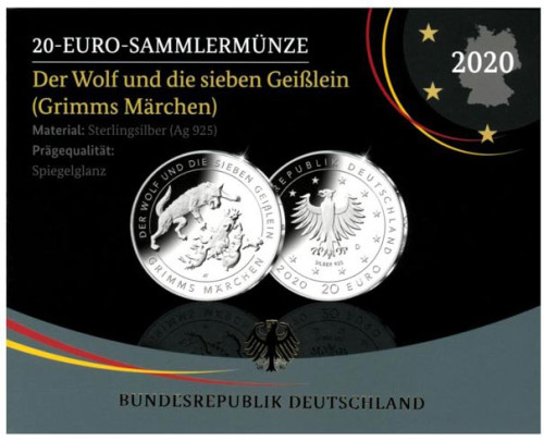 20 Euro Gedenkmünzen Der Wolf und die 7 Geisslein Silber Deutschland 2020