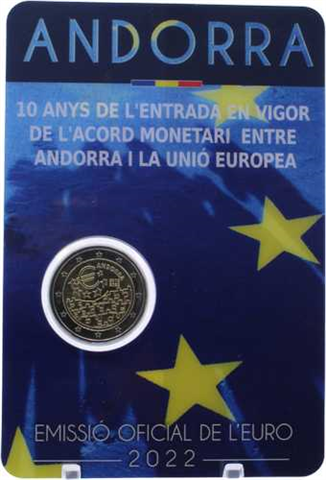 Andorra-2euro-2022-Stgl-Karl der Große-Coincard-Währungsvereinbarung-Set