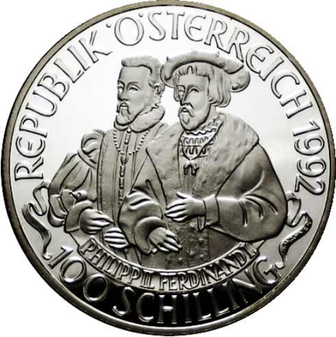 Österreich  100 Schilling Gedenkmünze Karl V.