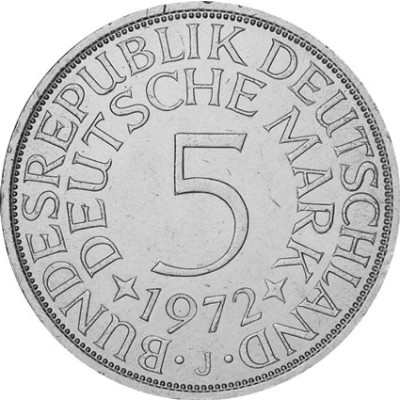 Deutschland 5 DM 1972 J Silberadler  