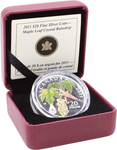 Kanada-20 Dollar-2011-AGpp-Maple LeafCrystel Raindrop-hellgrün-RS