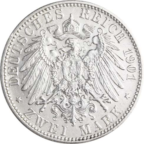 Jäger 105 Preussen 2 Mark 1901 Sehr Schön 200 Jahre Königreich I