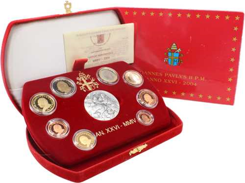 Vatikan-3,88Euro-Medaille-2004-PP-Kursmünzensatz