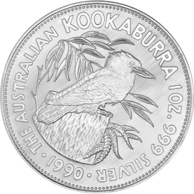 Australien-1-Unze-Silber-1990---1-Dollar-Kookaburra-RS