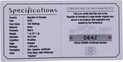 Somalia-1Unze-2023-Elephant-AGpl-Etui
