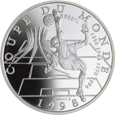 Frankreich-10 Francs-1998-AGpp-World Cup 1998-Fallrückzieher Kathedrale-RS