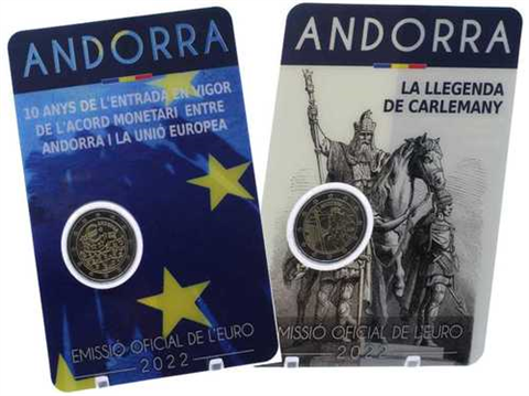 Andorra-2euro-2022-Stgl-Karl der Große-Coincard-Währungsvereinbarung-Set