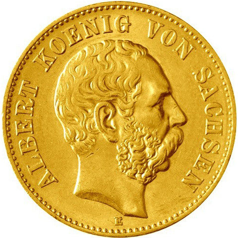 Sachsen 20 Mark Goldmünze 1894-1895 Albert – Jäger 264