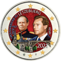 Luxemburg-2-Euro-2021-Großherzog-Jean-Reliefprägung-Farbe
