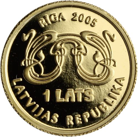 Lettland-1 Lats-2005-AUpp-Jugendstil Riga-RS