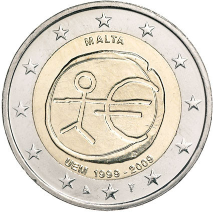 Sammlermünze 2 Euro Gedenkmünzen 2 Euro Sondermünzen 2 Euro Münzen Malta 2 Euro 2009 bfr. 10 Jahre WWU
