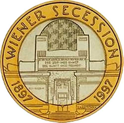 Österreich-50Schilling-1997-Bimetall-Wiener Secession-Folder front