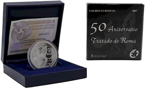 Spanien-10Euro-2007-AGPP-RoemischeVertraege-Etui