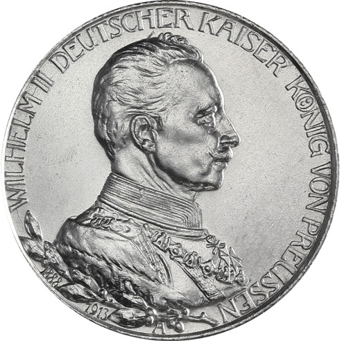 Jäger 111 Preussen 2 Mark 1913 Kaiser Wilhelm II in Uniform 25jähriges Regierungsjubiläum I