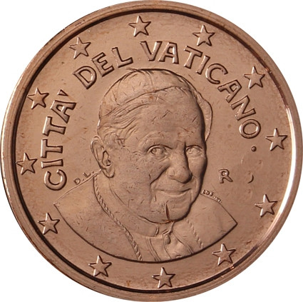 Kursmünzen aus dem Vatikan 5 Cent 2008 Stgl. Papst Benedikt XVI.