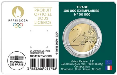 Frankreich-2Euro-2024-Herkules-CoinCard-grün-sportliche-Leistung-RS