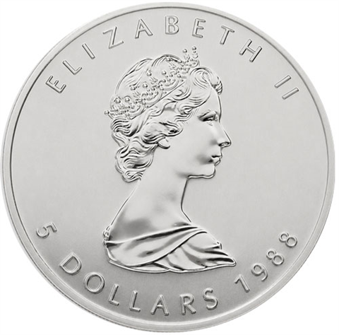Kanada-5-Dollar-1988-1-Unze-Silber-Maple-Leaf-RS