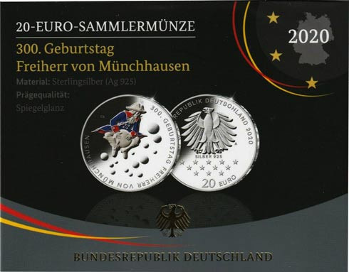 20 Euro Silber Münzen 2020 PP 300. Geburtstag Freiherr von Münchhausen 