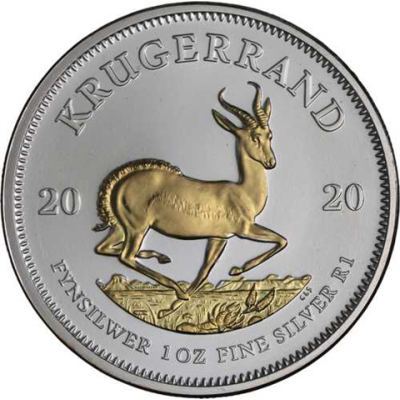 Süd Afrika-1 Rand-2020-AGstgl-vergoldet-Krügerrand-RS