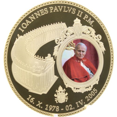 Vatikan-1xMedaille-2011-CUpp-Jahannes Paul II-Farbe Vergoldet-RS