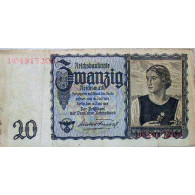 RO-178-Deutsches Reich 20 Reichsmark 16. Juni 1939 kassenfrisch – Junge Österreicherin – Rosenberg 178 RS