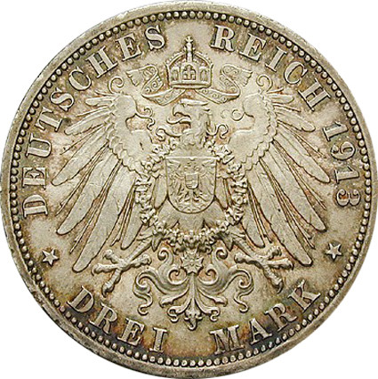 J.112 - Preußen 3 Mark Gedenkmünze Silber  1913 Regierungsjubiläum 