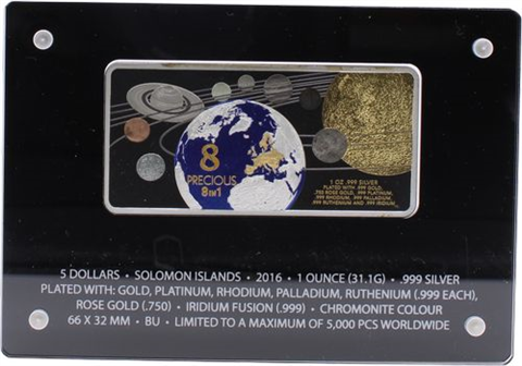 Solomon Islands-5 Dollar-2016-AG-Precious8in1-Planeten-Etui