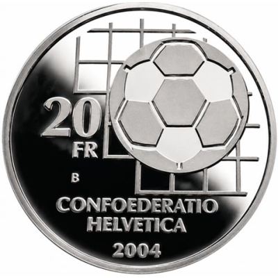 Schweiz-20-Franken-2004-Silber-PP-FIFA-Fussball-RS