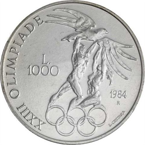 San Marino-1500Lire-1984-AGstgl-Olimpiade-Etui