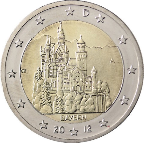 Deutschland 2 Euro 2012 bfr. Schloss Neuschwanstein Mzz. A