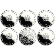Deutschland-5x10DM-1999-AgPP-Grundgesetz-MzzADFGJ