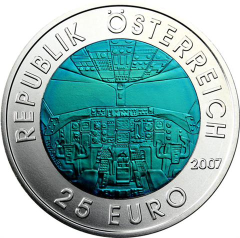 Österreich-25-Euro-2007-Hgh-Silber-Niob---Österreichische-Luftfahrt-I
