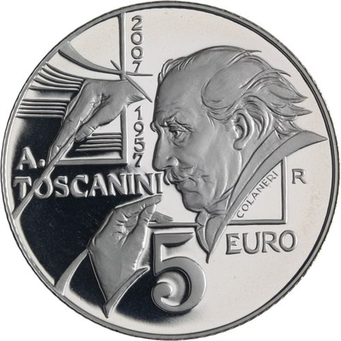 San Marino-5Euro-2007-AGpp-Toscanini-Etui