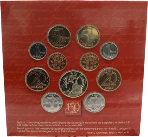 Belgien-50centines-50Frank-2000-KMS-150 Jahre Nationalbank-Folder