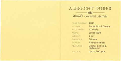 Ghana-Albrecht Dürer-10 Cedis-2021-AG-Etui