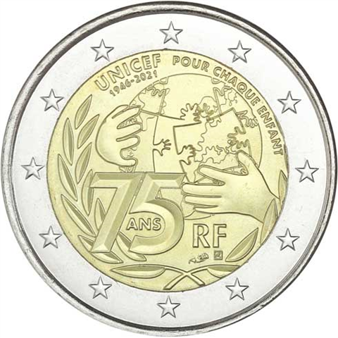 Frankreich-2-Euro-2021-75-Jahre-UNICEF