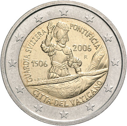 Vatikan 2 Euro Gedenkmünze  2006  Schweizer Garde im Folder