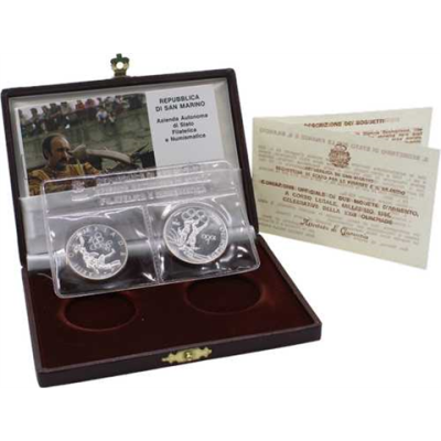 San Marino-1500Lire-1984-AGstgl-Olimpiade-Etui