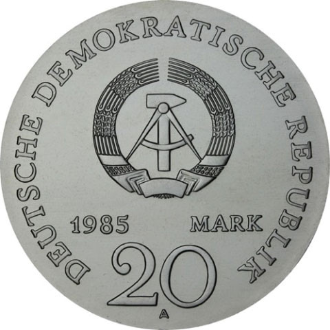 DDR 20 Mark Münze von 1985 Ernst Moritz Arndt Historia Hamburg