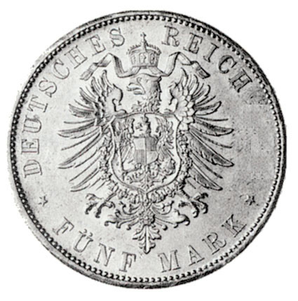 J. 29  Baden    5 Mark 1891 - 1902 Friedrich I