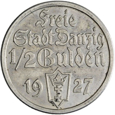 Danzig-0,5 Gulden-1927-AG-Kogge-VS