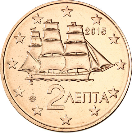 Griechenland 2 Cent 2015 bfr. griechische Korvette