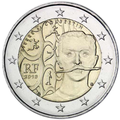 Frankreich-2Euro-2013-bfr-Baron-de-Coubertin-RS