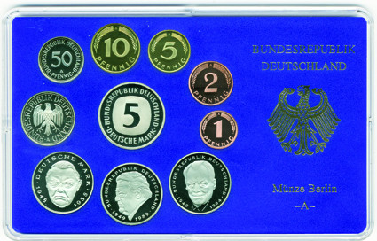 BRD 12,68 DM Kursmünzensatz 1999 PP 1 Pfennig bis 5 D-Mark