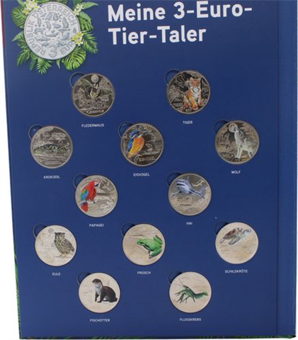 Österreich-12x3 Euro-2016-2019-Tiertaler-Buch
