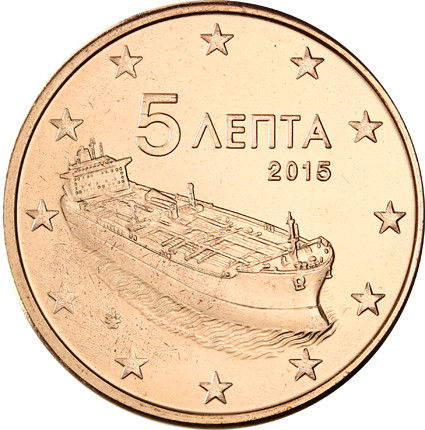 Griechenland 5 Cent 2015 Hochseetanker in bester bankfrischer Sammlerqualität 