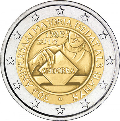 2 x 2 Andorra Gedenkmünzen 2015
