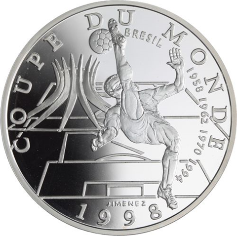 Frankreich-10 Francs-1998-AGpp-World Cup 1998-Fallrückzieher Kathedrale-RS